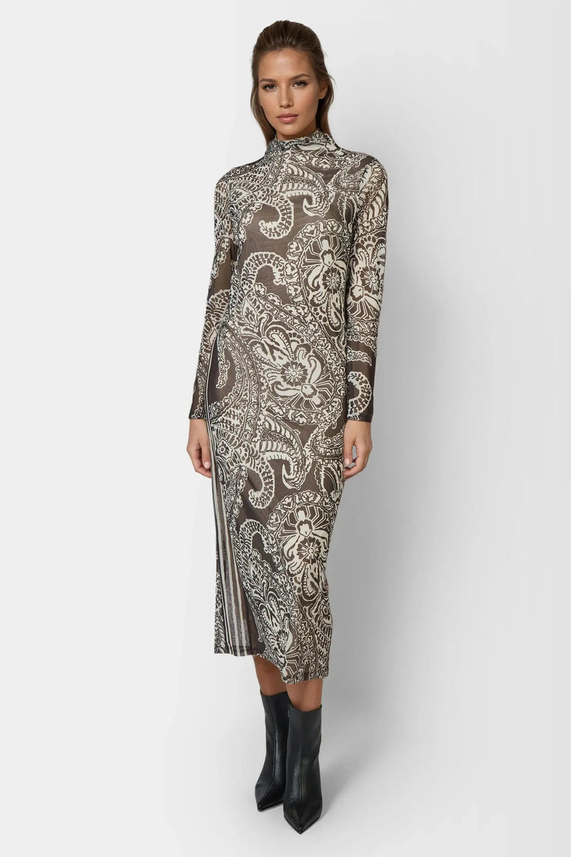 Blow-Up Paisley Print Dress Black