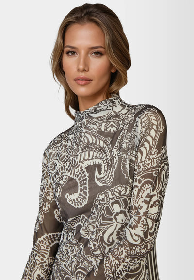 Blow-Up Paisley Print Dress Black