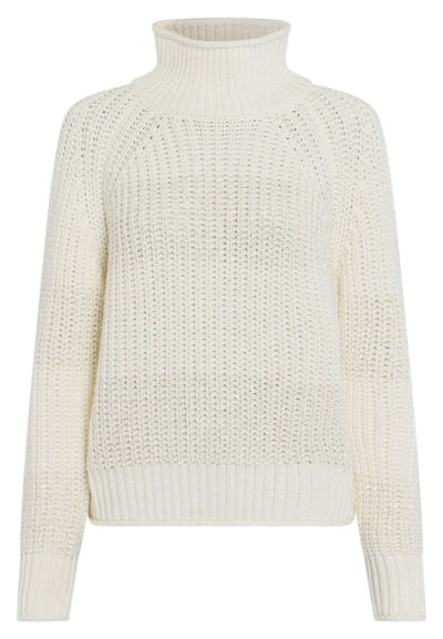 Ribbed Sweater with Sequin Stripes Cream
