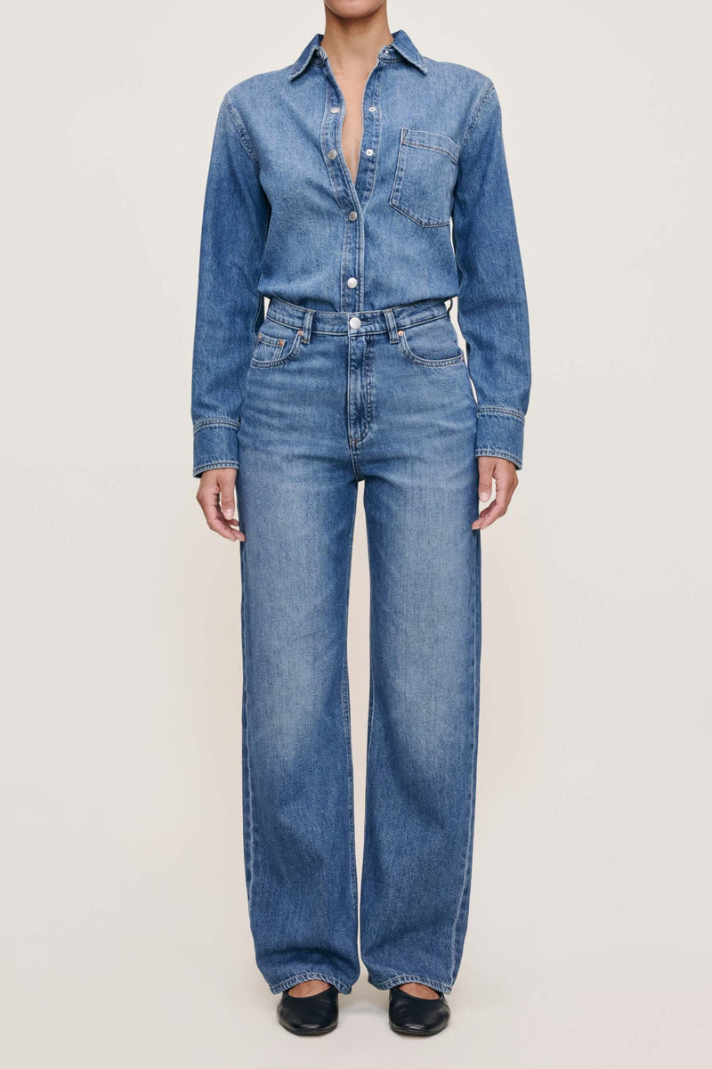 Karmine Refined Wide Leg High Rise 31" Jeans Lapis
