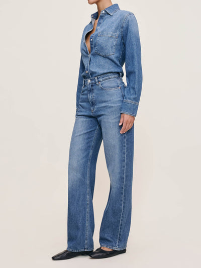 Karmine Refined Wide Leg High Rise 31" Jeans Lapis