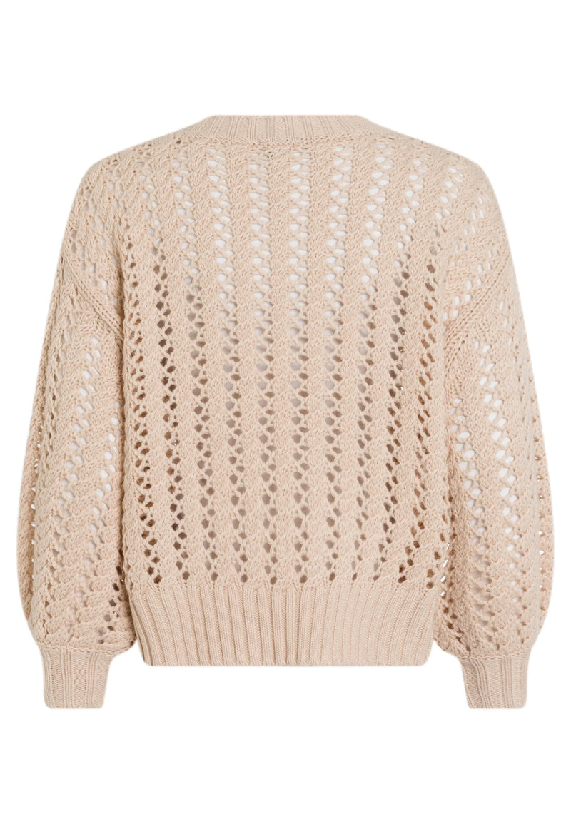 Open-Neck Sweater Light Beige