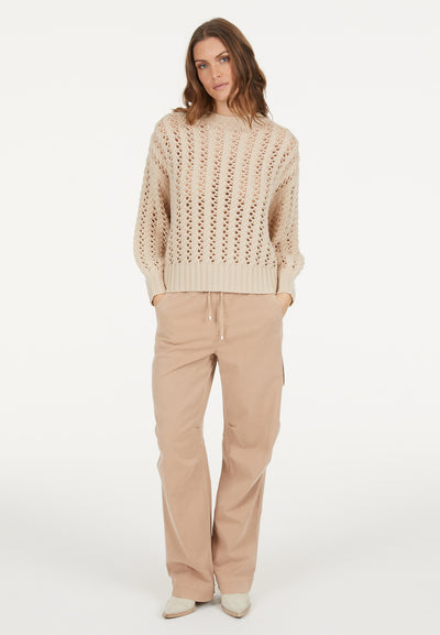 Open-Neck Sweater Light Beige