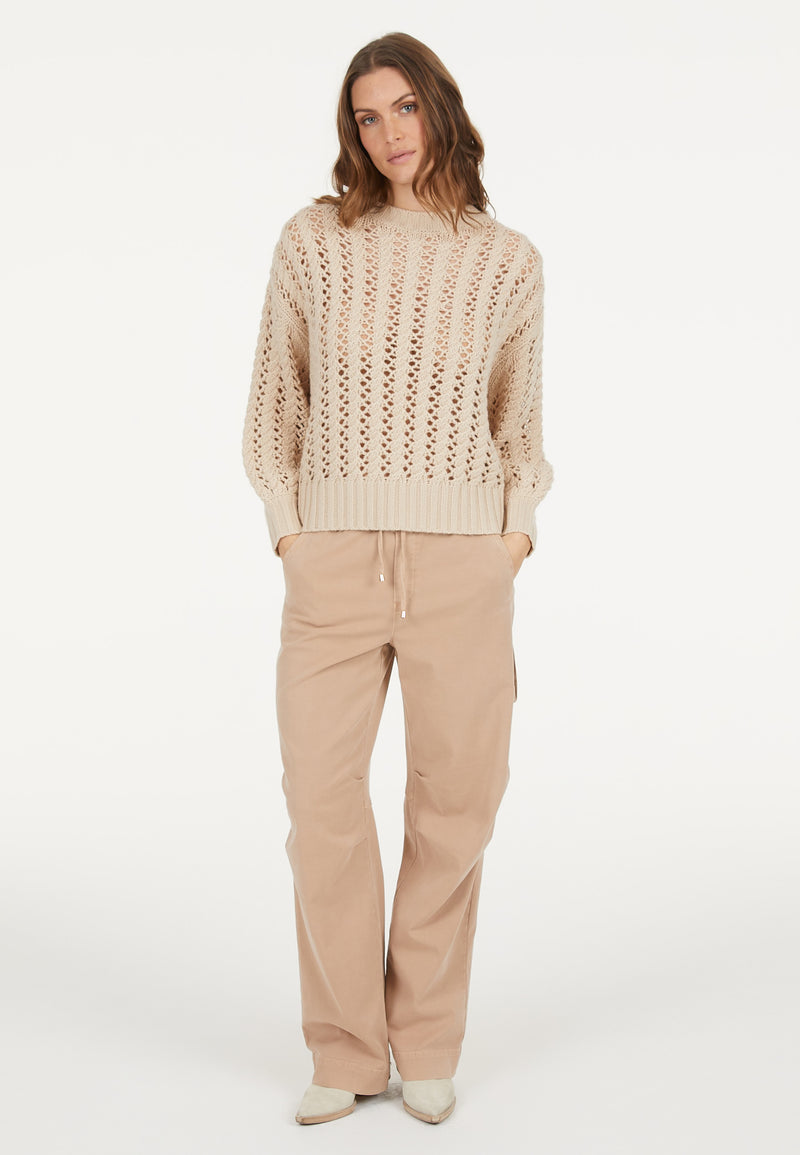 Open-Neck Sweater Light Beige