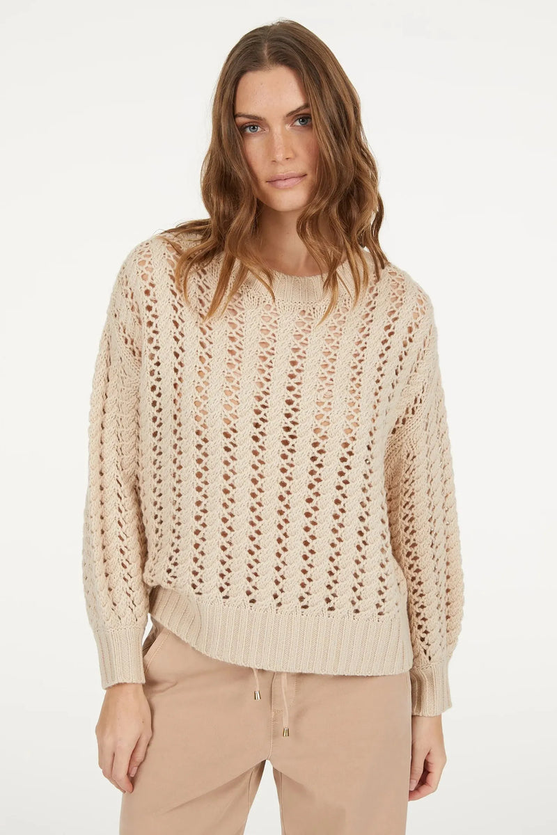 Open-Neck Sweater Light Beige