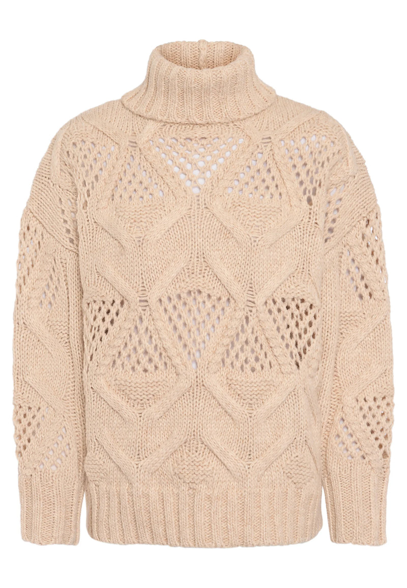 Pullover With Chunky Cable-Knit Pattern Beige