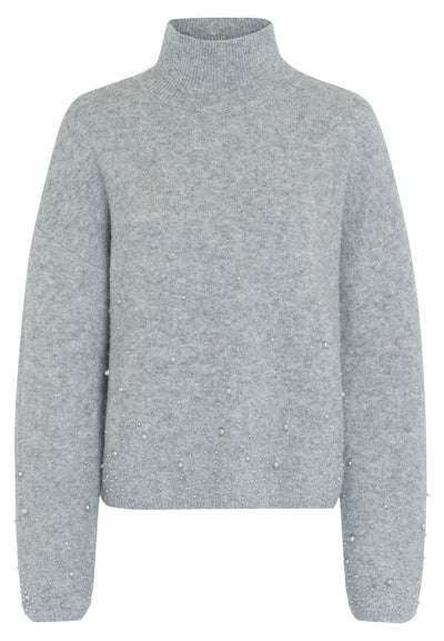 Sweater With Beaded Appliqué Mid Grey