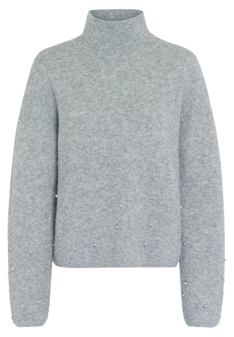 Sweater With Beaded Appliqué Mid Grey