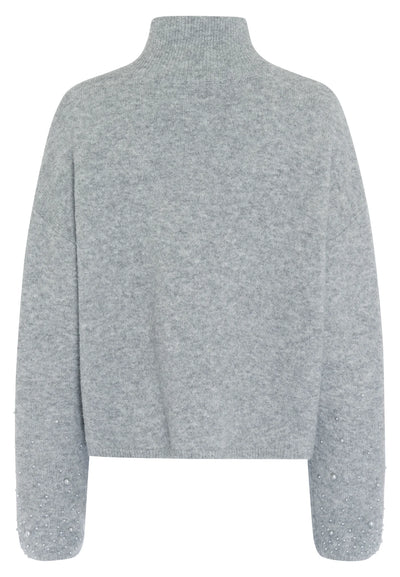 Sweater With Beaded Appliqué Mid Grey