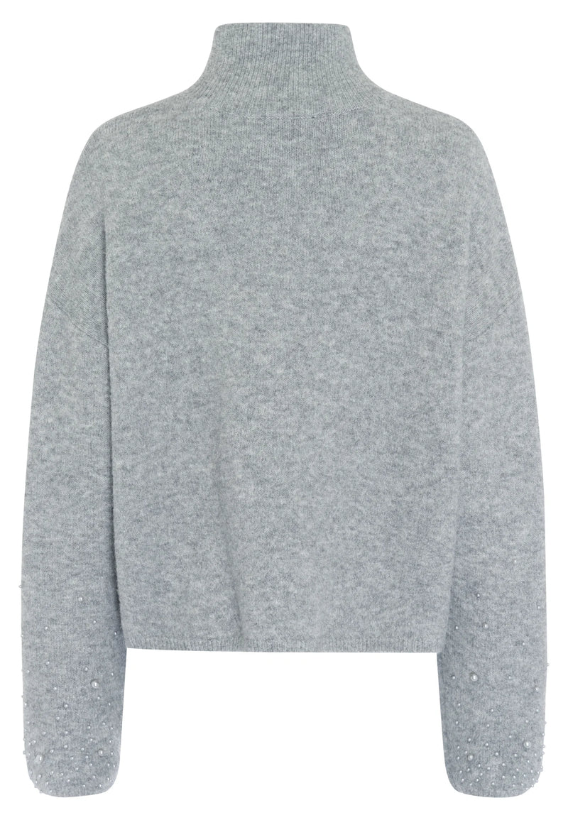 Sweater With Beaded Appliqué Mid Grey