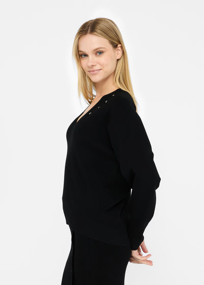 Jumper With Gemstones Black