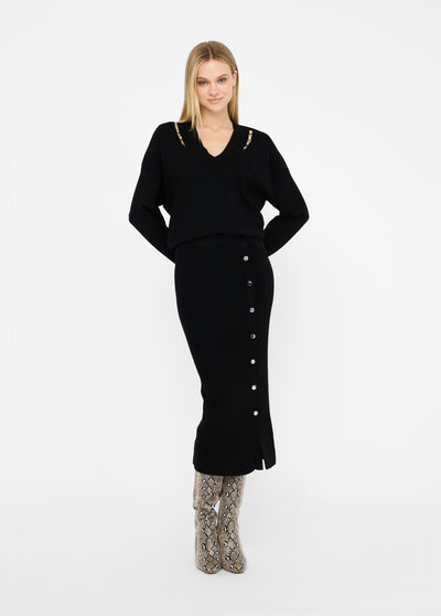 Jumper With Gemstones Black