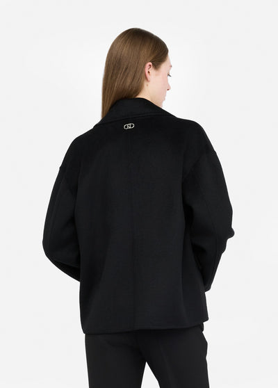 Wool Coat With Bejewelled Embroidery Black