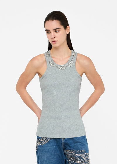 Top With Bejewelled Appliqués