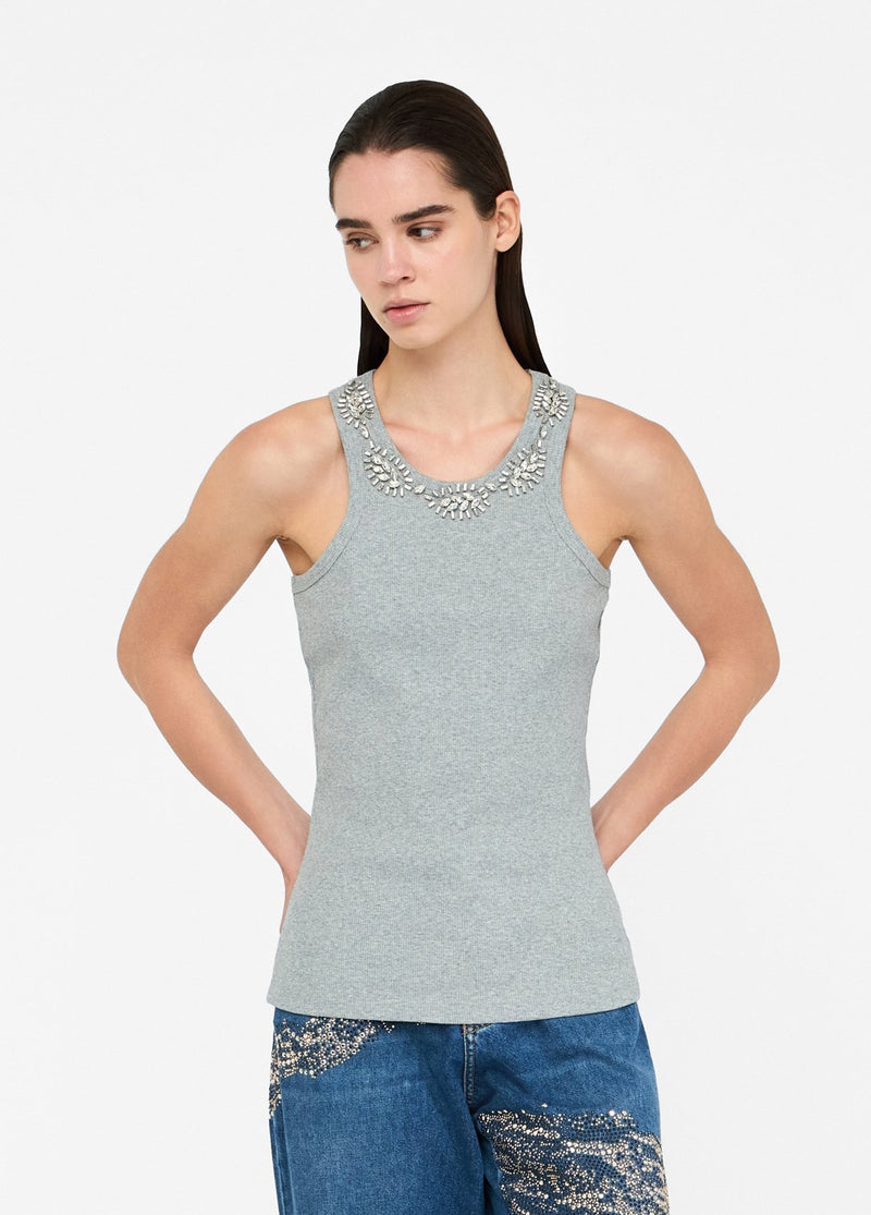 Top With Bejewelled Appliqués