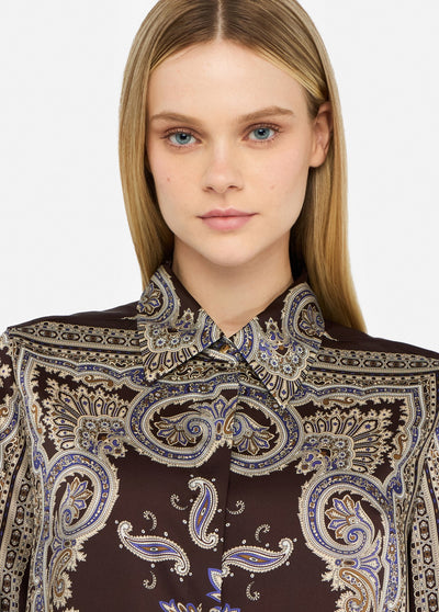 Printed Twill Shirt Brown