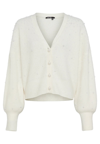 Cardigan With Beaded Appliqué Creme