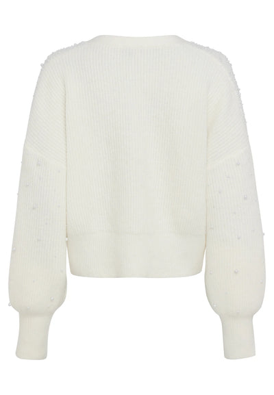 Cardigan With Beaded Appliqué Creme