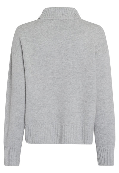 Turtleneck Sweater With Rhinestone Appliqués Light Grey