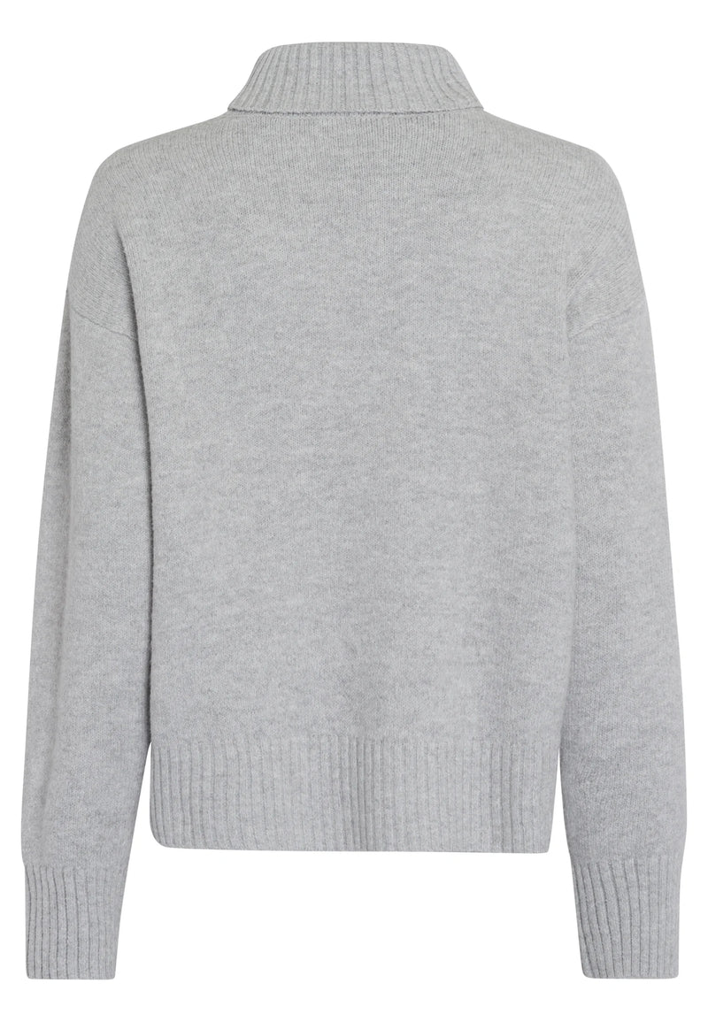 Turtleneck Sweater With Rhinestone Appliqués Light Grey
