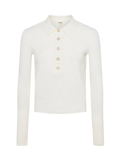 Sterling Jeweled Collar Sweater Ivory