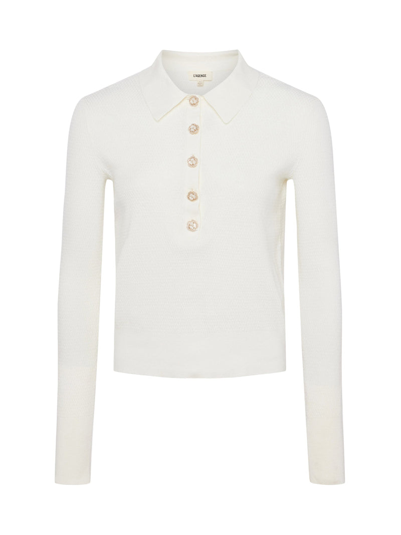 Sterling Jeweled Collar Sweater Ivory