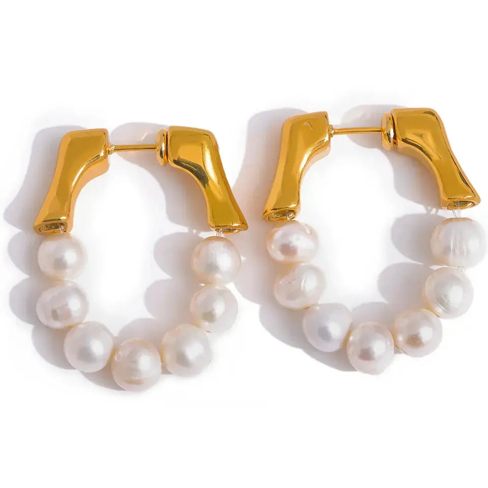 Bamboo Pearl Hoops by Valentine Rouge