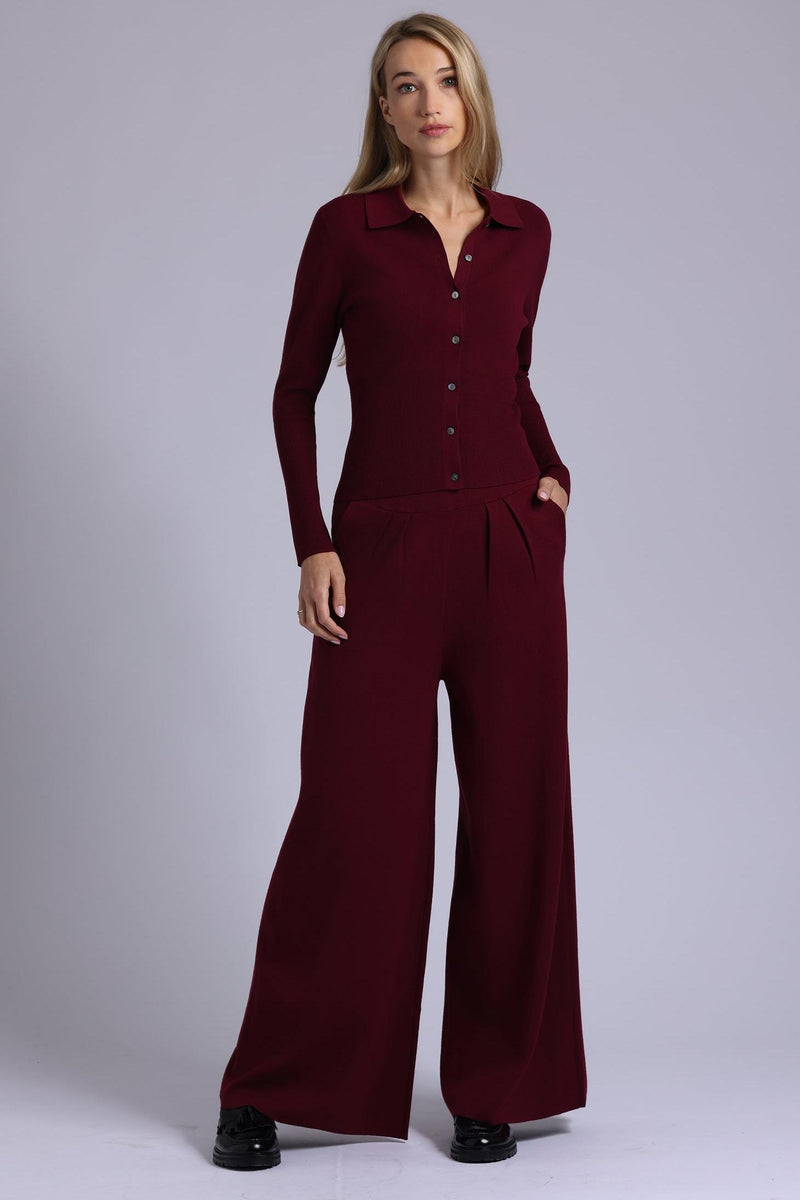 Viscose Palazzo Pant Bordeaux