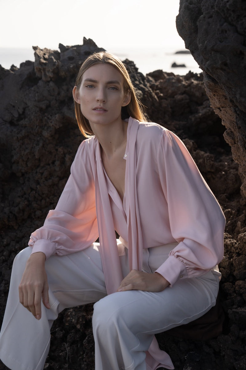 Alexandra Bow Blouse Rose