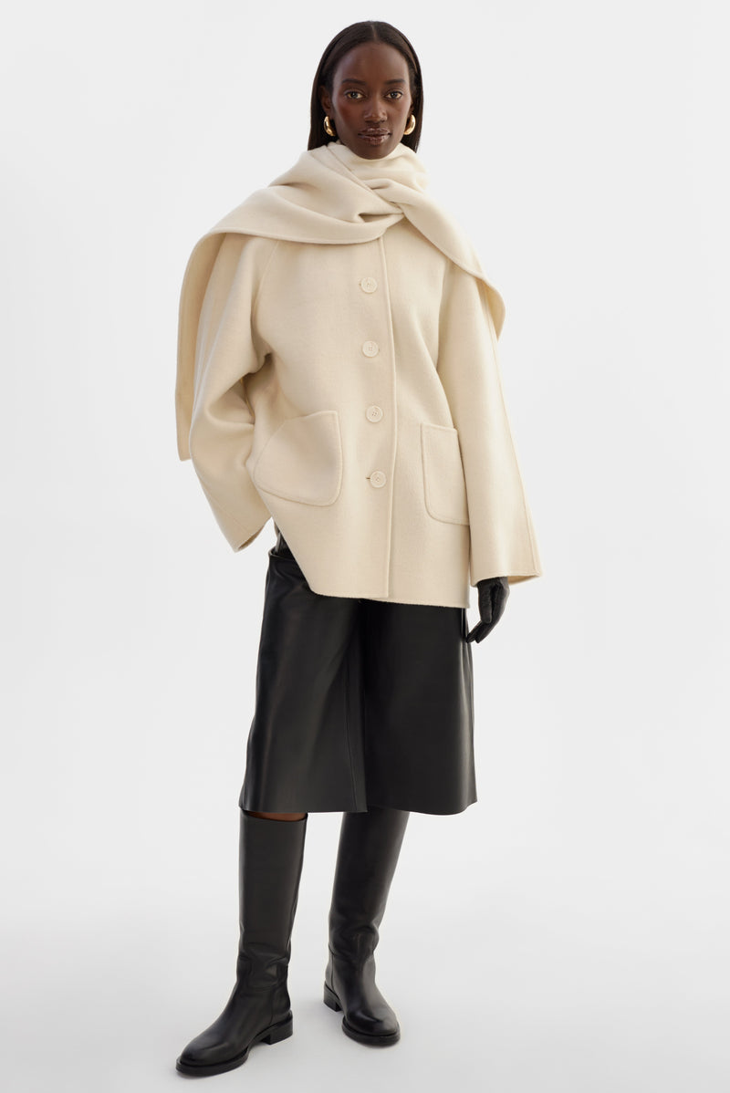 Anca Wool Scarf Jacket Winter White