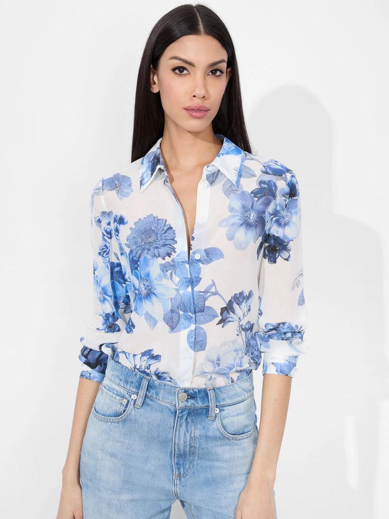 Willa Top in Blue Floral