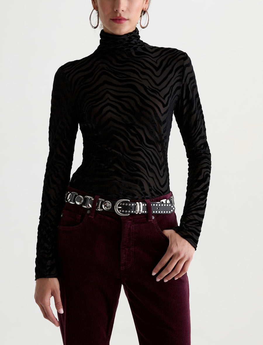 Chels Velvet Turtleneck Wild Lines