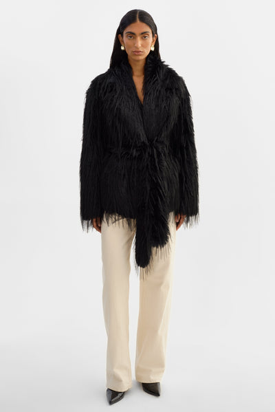 Isla Faux Fur Belted Coat
