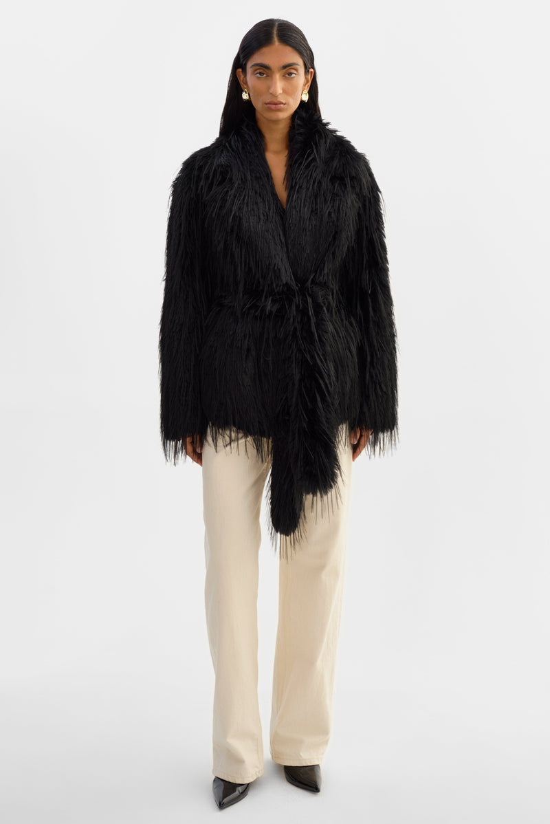 Isla Faux Fur Belted Coat