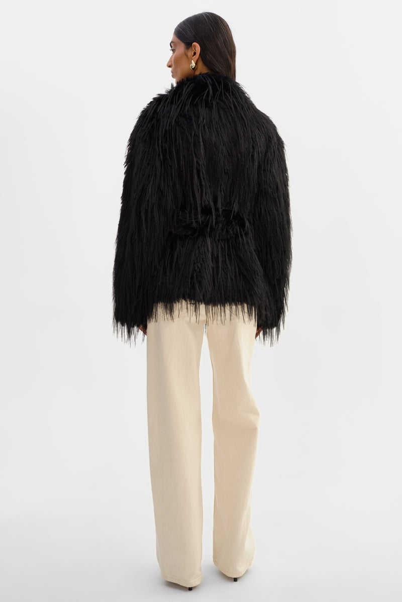 Isla Faux Fur Belted Coat