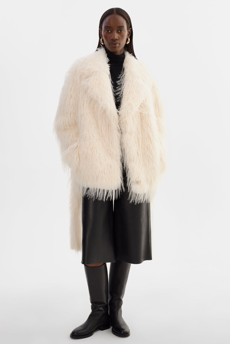 Isla Faux Fur Belted Coat