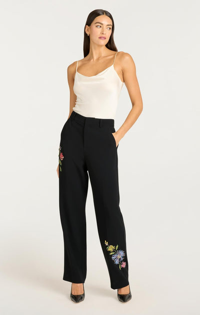 Floral Mixed Media Harlan Pant Black/Multi