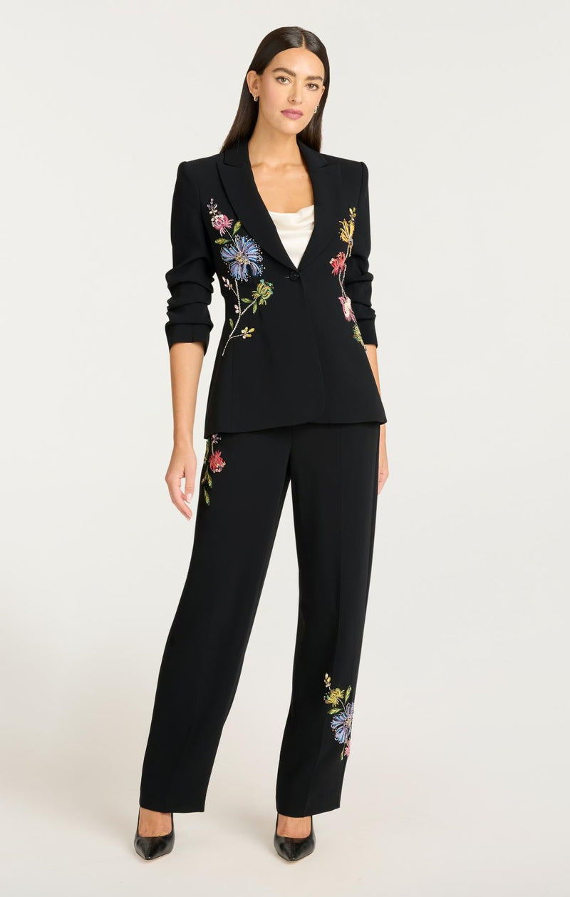Floral Mixed Media Harlan Pant Black/Multi