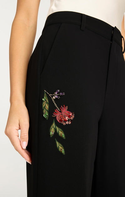 Floral Mixed Media Harlan Pant Black/Multi