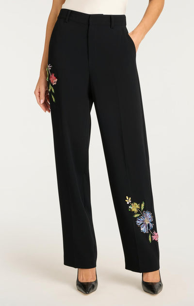 Floral Mixed Media Harlan Pant Black/Multi