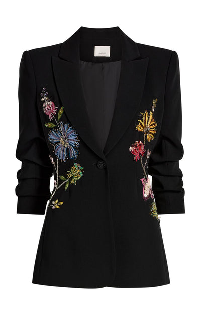 Floral Mixed Media Scrunched Cheyenne Blazer Black/Multi