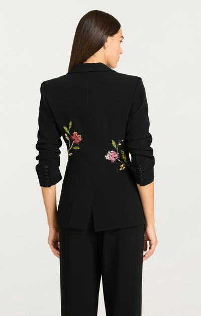 Floral Mixed Media Scrunched Cheyenne Blazer Black/Multi