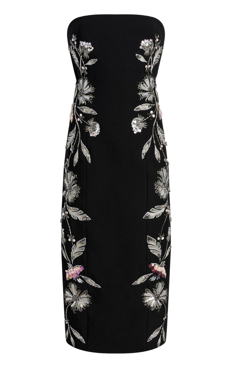 Floral Mixed Media Niles Dress Black/Multi