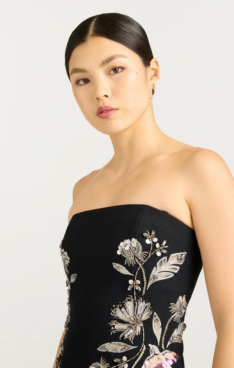 Floral Mixed Media Niles Dress Black/Multi