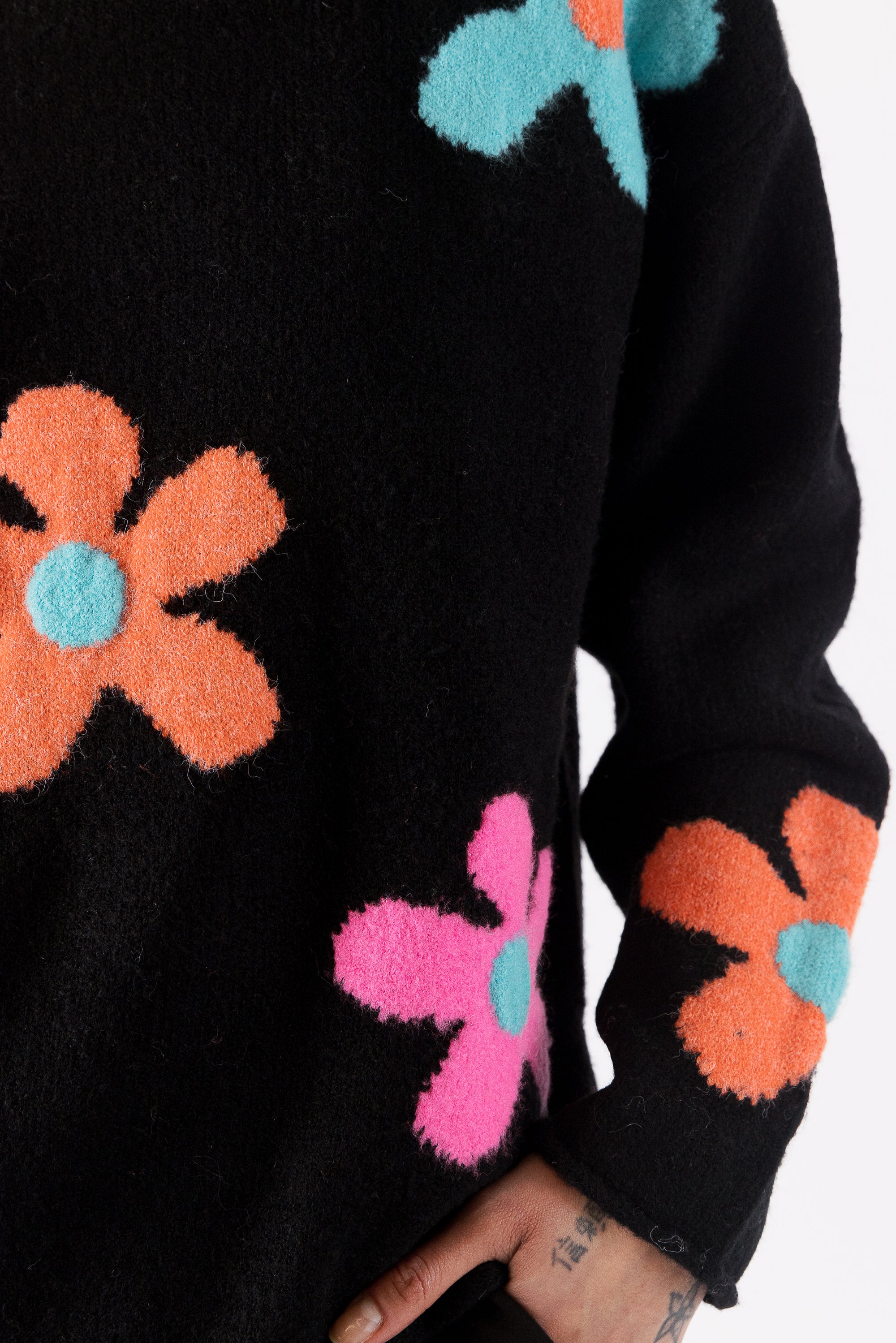 Lightweight Sweater With Coloured Flower Print by Yates & Co