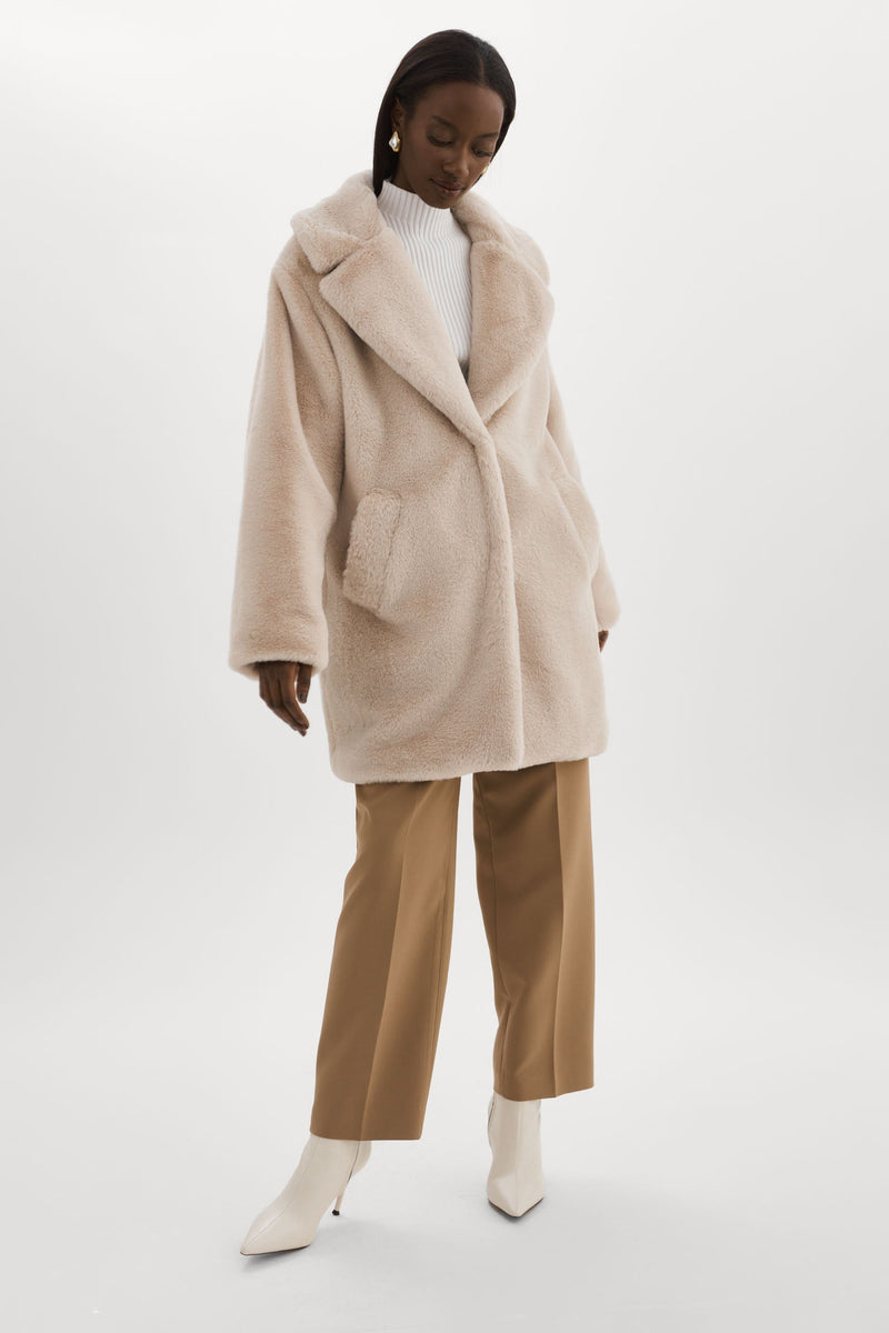 Linnea Faux Fur Coat Oat