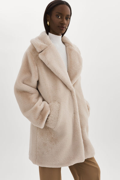 Linnea Faux Fur Coat Oat