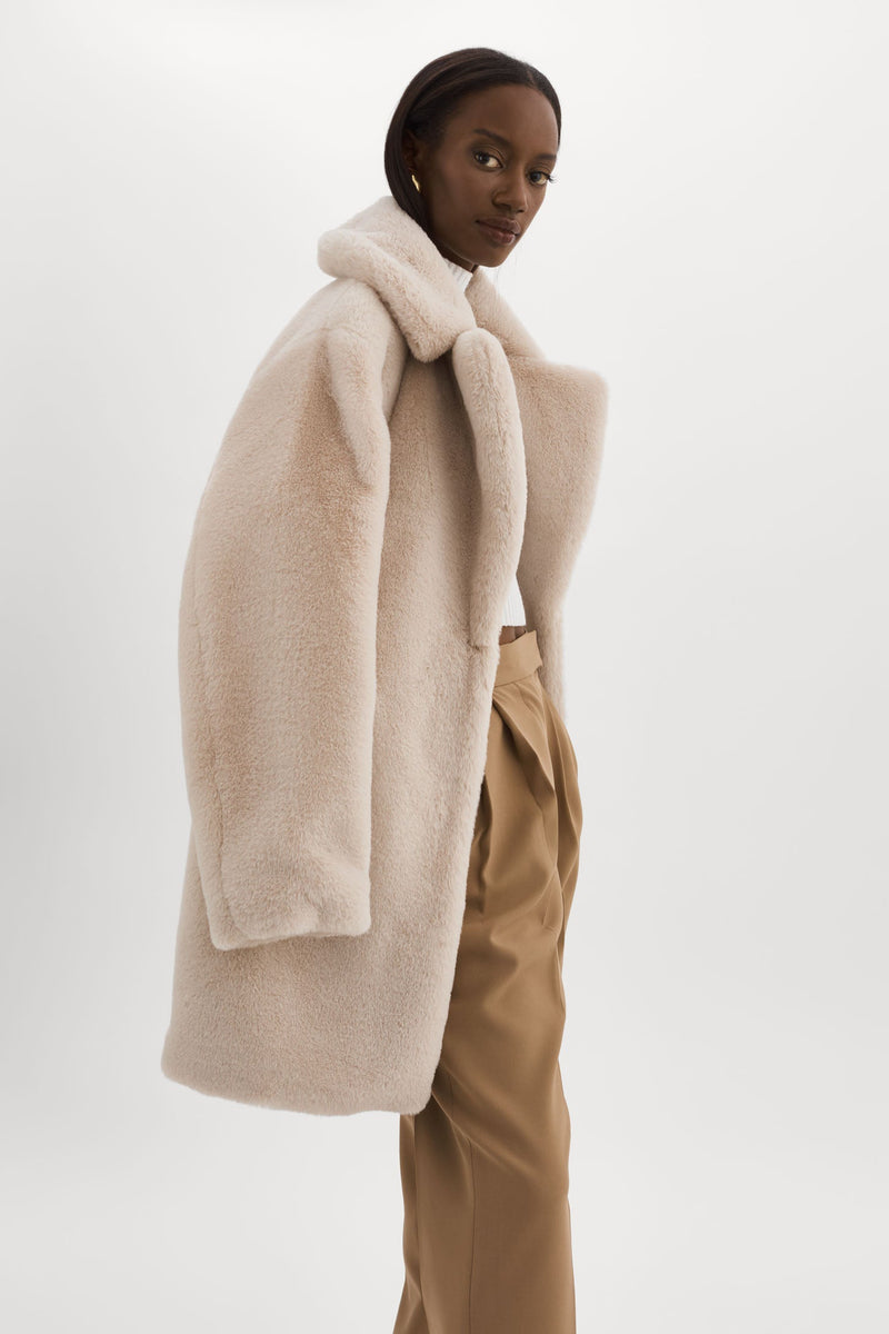 Linnea Faux Fur Coat Oat