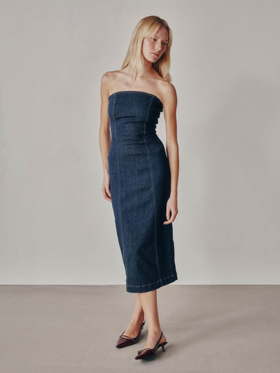 Esme Dress Strapless Midi Crescent Harbour