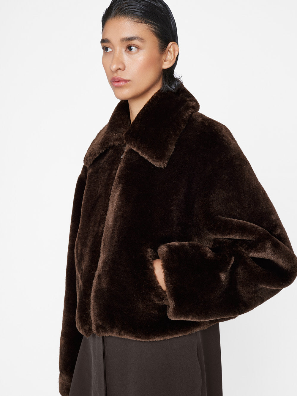 Faux Fur Zip Up Jacket by Frame